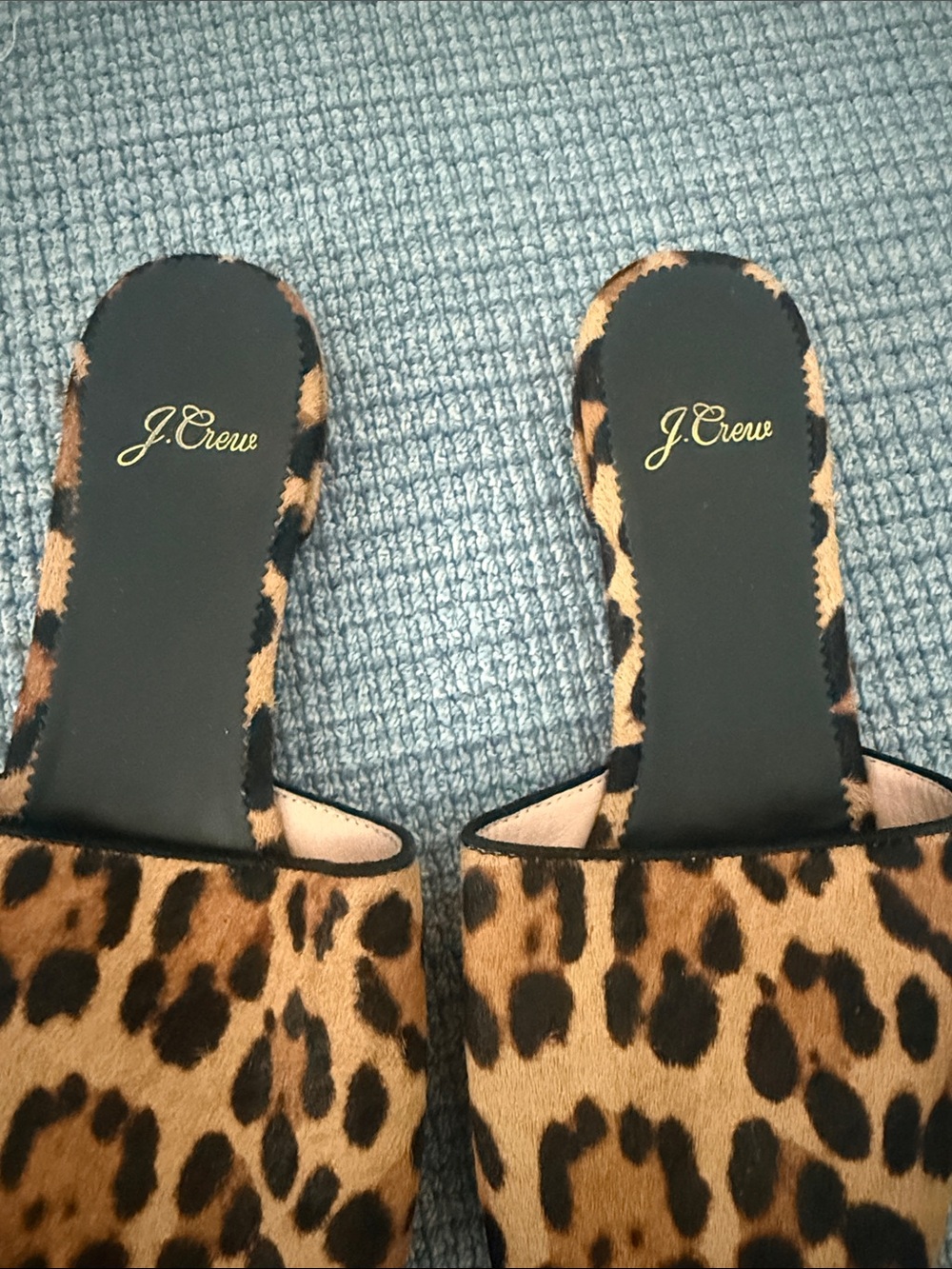 J.Crew Abbie Leopard Calf Hair Slide Sandals Size 9 Flats Animal Print - Picture 6 of 6